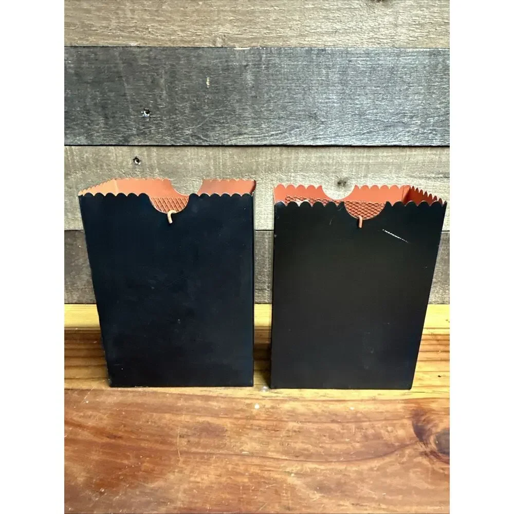 Dept 56 Halloween Metal Luminary Candle Holders Cat/spiders Set Of 2